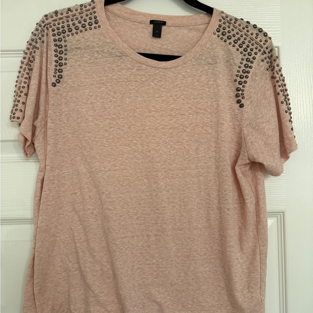 J. Crew Studded Heathered Pink Tee